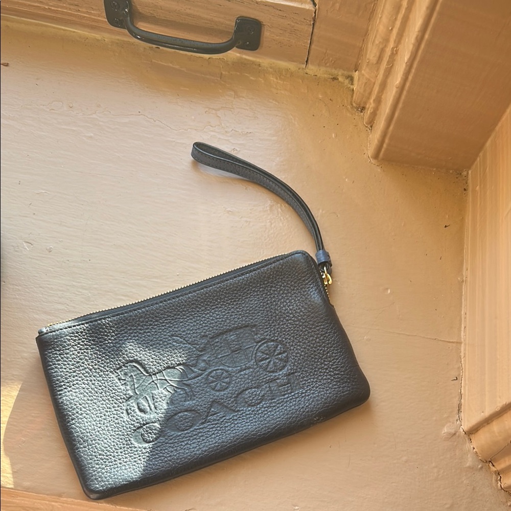 Coach Black Leather Wristlet